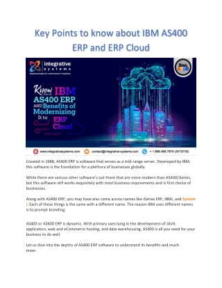 Key Points to know about IBM AS400 ERP and ERP Cloud