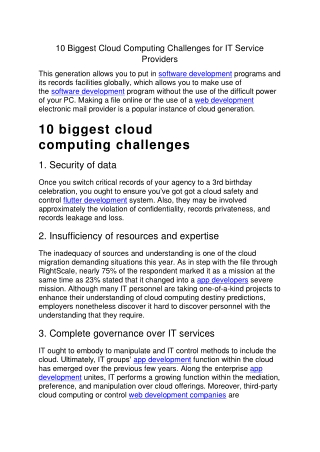 10 Biggest Cloud Computing Challenges for IT Service Providers