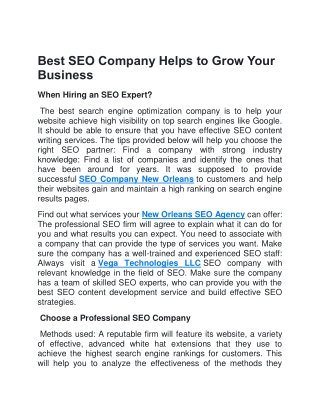 Best SEO Company Helps to Grow Your Business