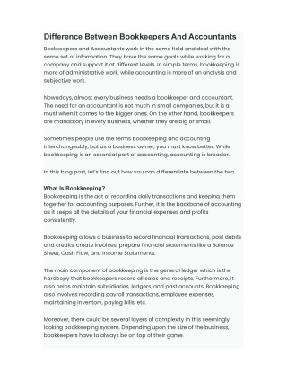 Difference Between Bookkeepers And Accountants