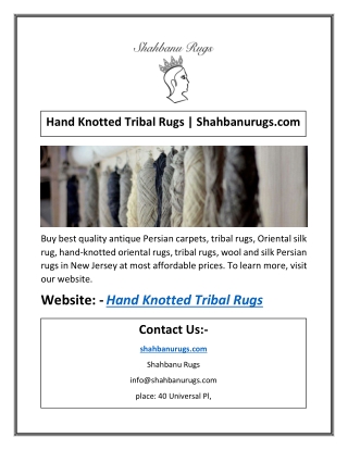 Hand Knotted Tribal Rugs | Shahbanurugs.com