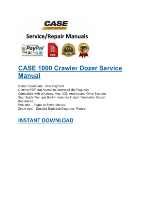 CASE 1000 Crawler Dozer Service Manual