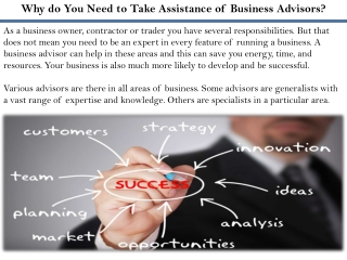 Why do You Need to Take Assistance of Business Advisors?