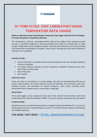 TEMP-ULTRA -200C Laboratory Grade Temperature Data Logger