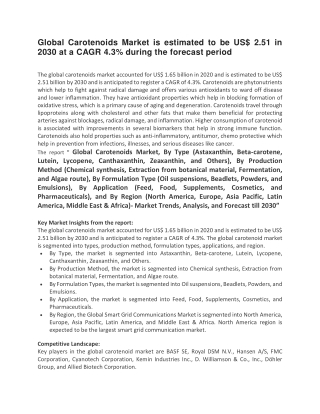 Global Carotenoids Market