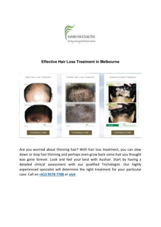 Effective Hair Loss Treatment in Melbourne