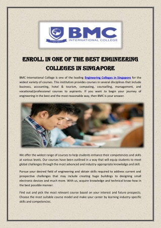 Enroll in one of the Best Engineering Colleges in Singapore