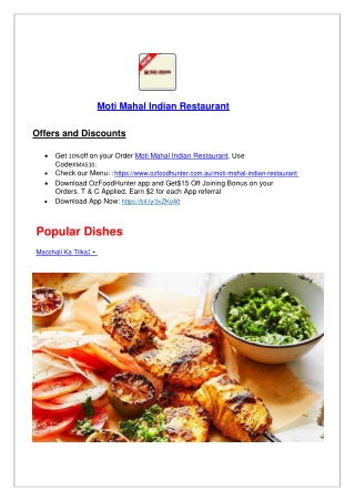 5% Off - Moti Mahal Indian Restaurant Menu Malvern, Vic