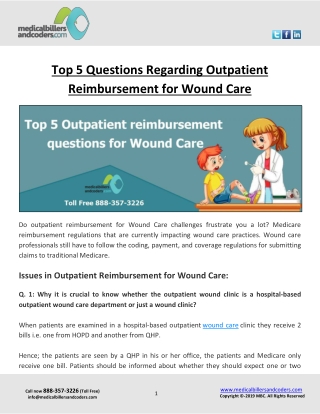 Top 5 Questions Regarding Outpatient Reimbursement for Wound Care