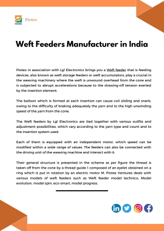 Weft Feeders Manufacturer in India