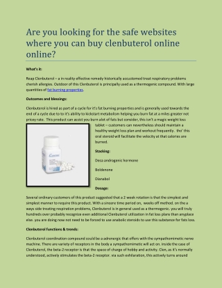 Are you looking for the safe websites where you can buy clenbuterol online