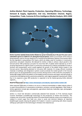 Aniline Market Size, Share, Analysis and Forecast, 2030