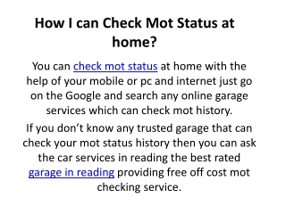 How I can Check Mot Status at home