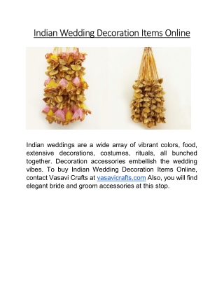 Indian Wedding Decoration Items Online