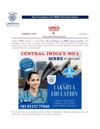Study MBBS Abroad Consultants in Indore