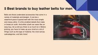 5 Best brands to buy leather belts for men