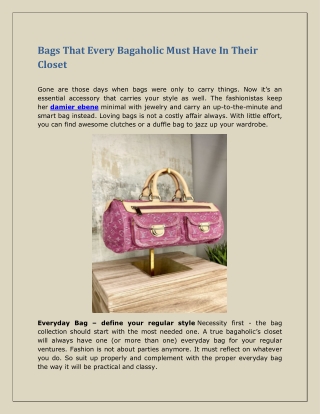 Bags That Every Bagaholic Must Have In Their Closet