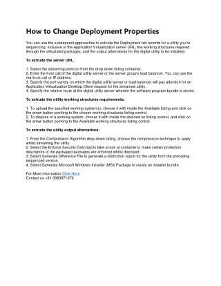 How to Change Deployment Properties