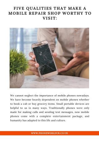 Five Qualities That Make A Mobile Repair Shop Worthy To Visit