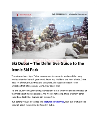 Ski Dubai–The Ultimate Guide to the Indoor Ski Park in Dubai