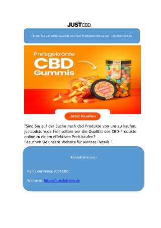 Finden Sie die beste Qualität von Cbd-Produkten online auf |justcbdstore.de