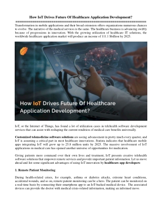 How IoT Drives Future Of Healthcare Application Development