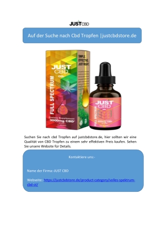Auf der Suche nach Cbd Tropfen |justcbdstore.de