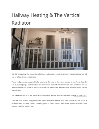 Heat up Your Hallway with Vertical Radiators - Radiator Outlet