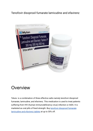 Tenofovir disoproxil fumarate lamivudine and efavirenz