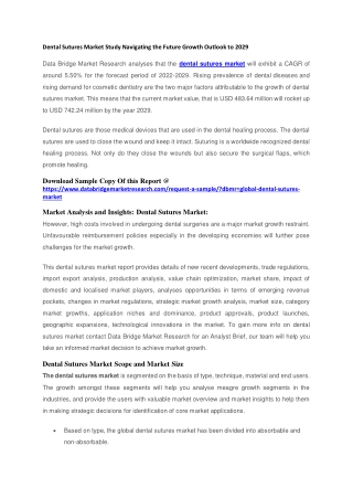 Dental Sutures Market Study Navigating the Future Growth Outlook to 2029