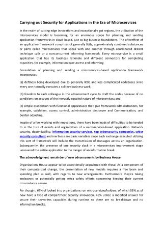 Carrying out Security for Applications in the Era of Microservices