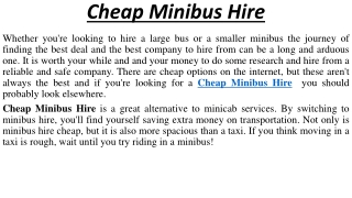 Cheap Minibus Hire