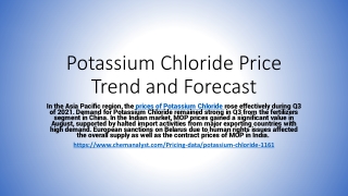 Potassium Chloride prices Trend and Forecast