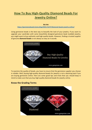Buy High-Quality Diamond Beads For Jewelry