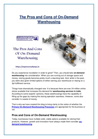 The Pros And Cons Of On-Demand Warehousing