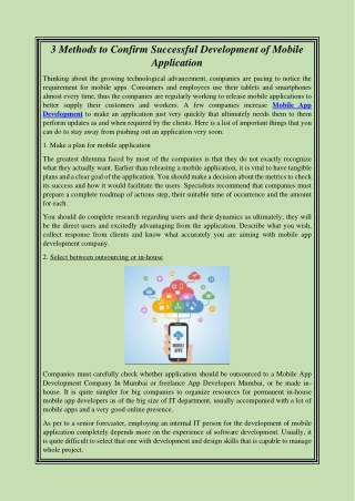 3 Methods to Confirm Successful Development of Mobile Application