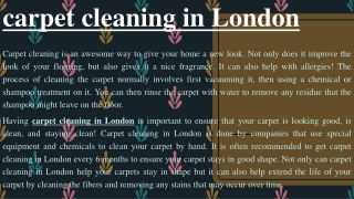 carpet cleaning in London