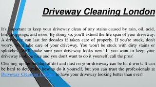 Driveway Cleaning London