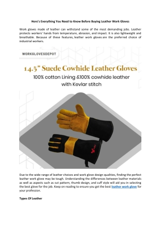 Here's Everything You Need to Know Before Buying Leather Work Gloves