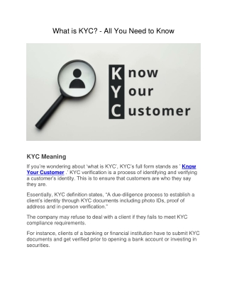 What is KYC?