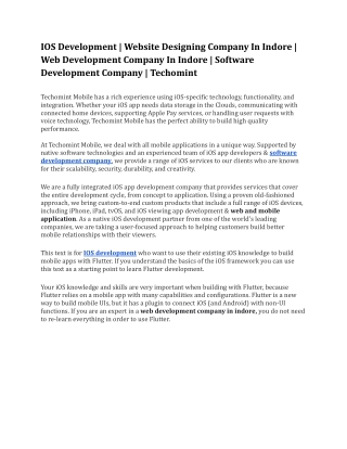 Ios Development | Website Designing Company In Indore | Web Development Company