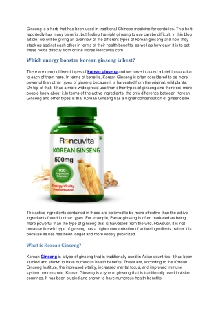 Which Energy Booster Korean Ginseng Is Best?