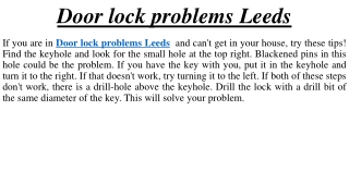 Door lock problems Leeds