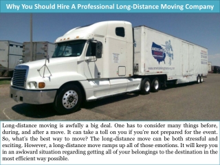 Why You Should Hire A Professional Long-Distance Moving Company?