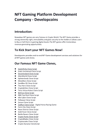 NFT Gaming Platform Development Company