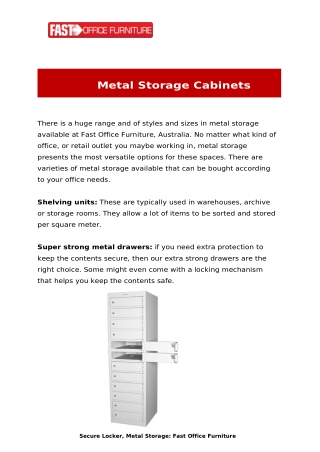 Benefits Of Metal Storage For Offices - Fast Office Furniture