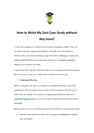 How to Write My Zara Case Study without Any Issue