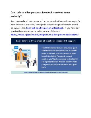 Can I talk to a live person at facebook -resolves issues instantly?
