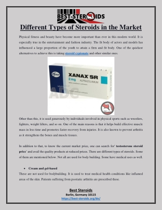 Different Types of Steroids in the Market