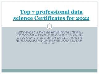 Top 7 professional data science Certificates for 2022